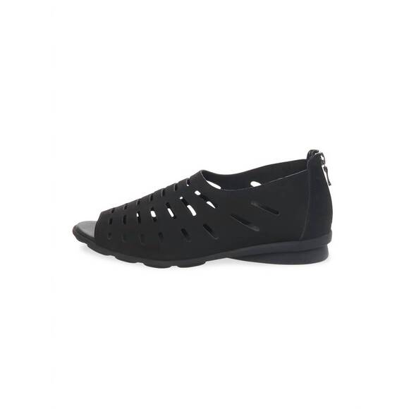 NEW ARCHE women's christos leather flats zip back shoes in black